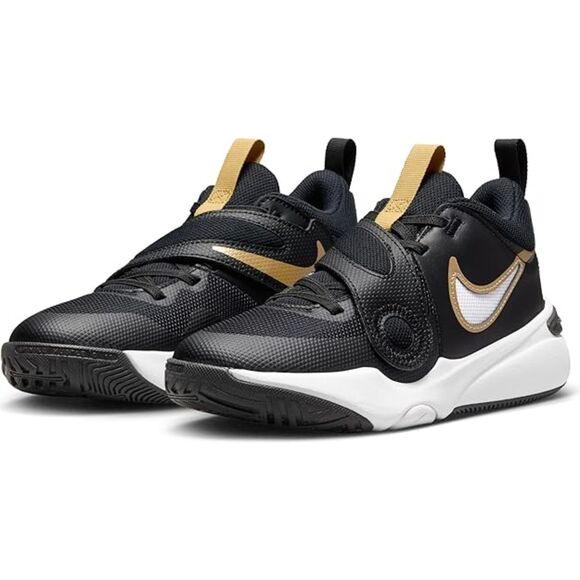 Nike Team Hustle D 11 Big Kids' Shoes Black Metallic Gold White 6.5Y Medium US